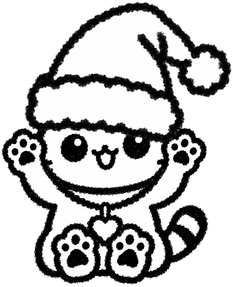 산타모자와 하트 목걸이를 한 고양이